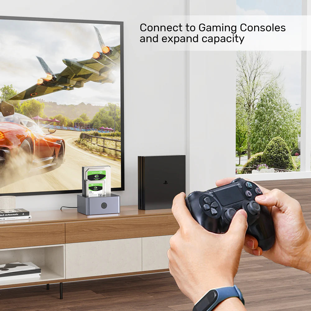 UNITEK Y-3026GY Dual-Bay SATA HDD/SSD Docking Station – USB 3.0 (5 Gbps), Stand-Alone Clone, Up to 40 TB