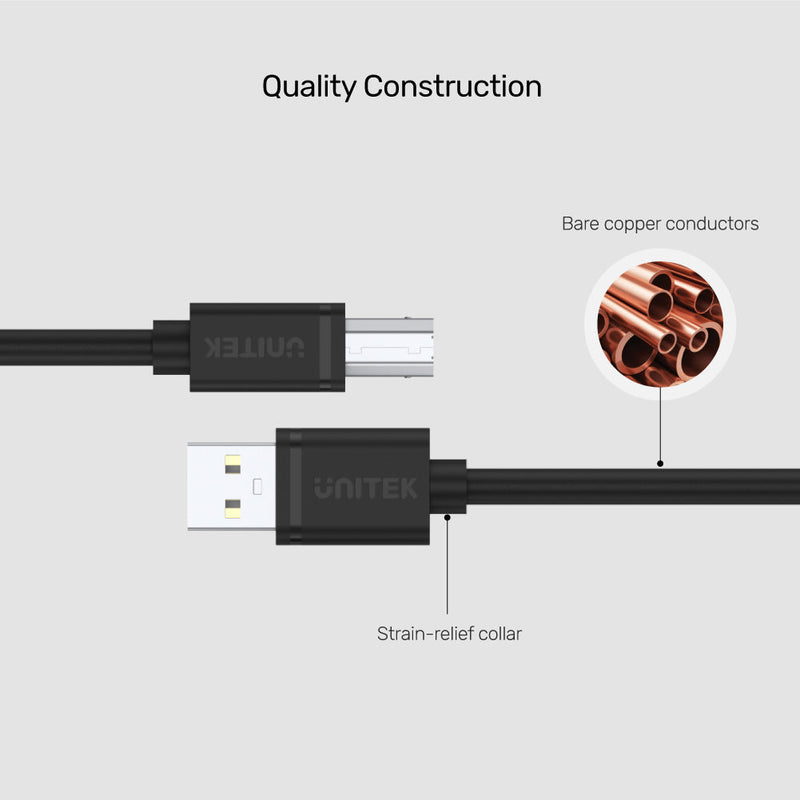 UNITEK USB 2.0 to USB-B Cable for Printers and Hard Drive Enclosure