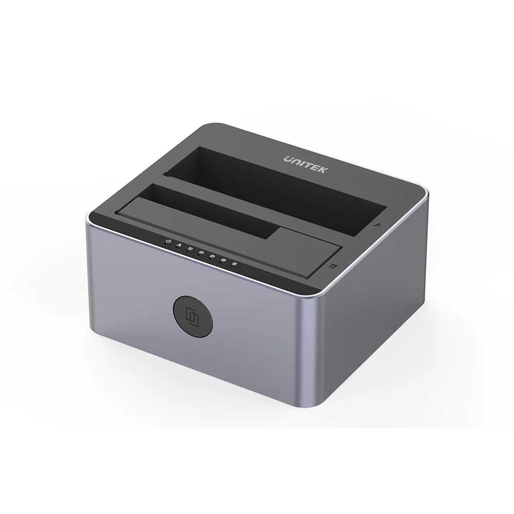 UNITEK Y-3026GY Dual-Bay SATA HDD/SSD Docking Station – USB 3.0 (5 Gbps), Stand-Alone Clone, Up to 40 TB