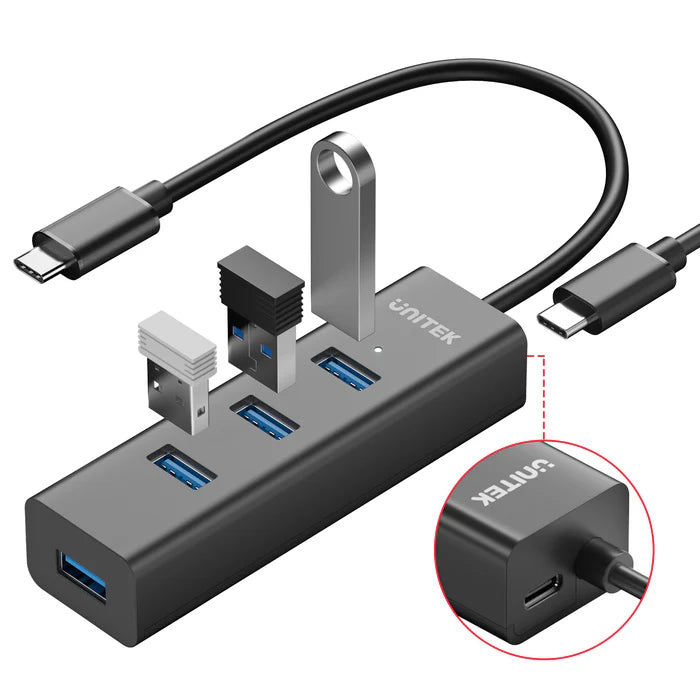 UNITEK USB-C 4-Port Hub, 5Gbps High-Speed USB Expansion Adapter with 4 USB-A Ports, Plug & Play for Laptop, PC, MacBook