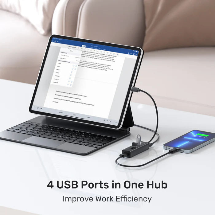 UNITEK USB-C 4-Port Hub, 5Gbps High-Speed USB Expansion Adapter with 4 USB-A Ports, Plug & Play for Laptop, PC, MacBook