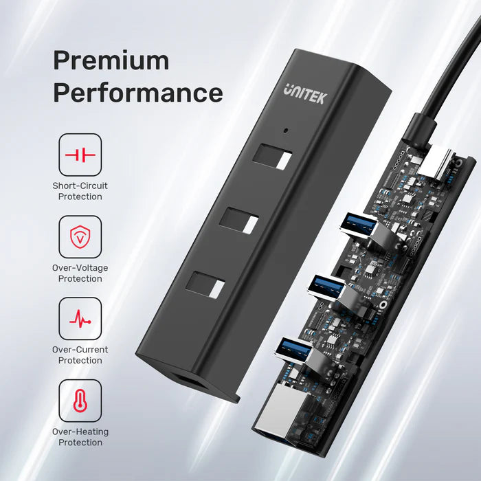 UNITEK USB-C 4-Port Hub, 5Gbps High-Speed USB Expansion Adapter with 4 USB-A Ports, Plug & Play for Laptop, PC, MacBook