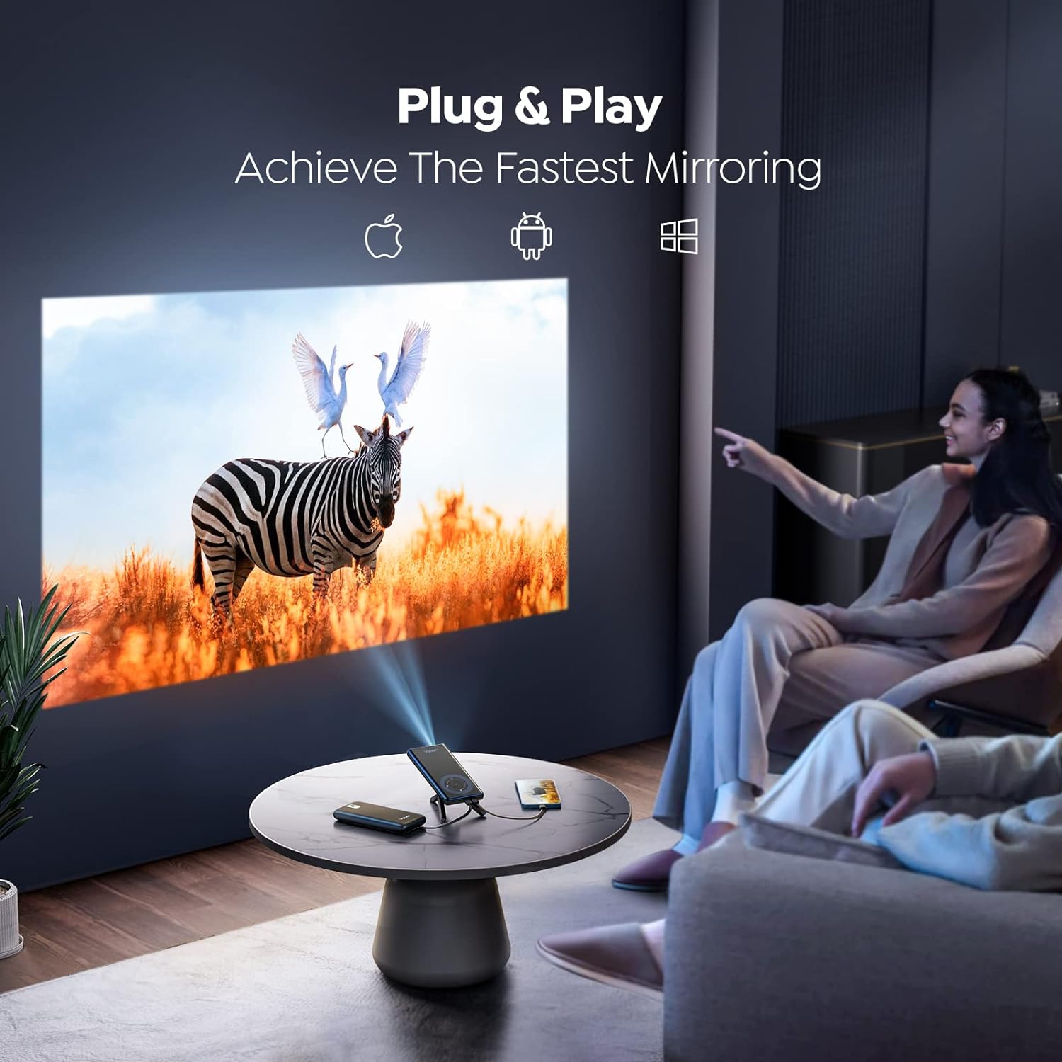 YABER Pico T1 Mini Pocket Projector with WiFi and Bluetooth