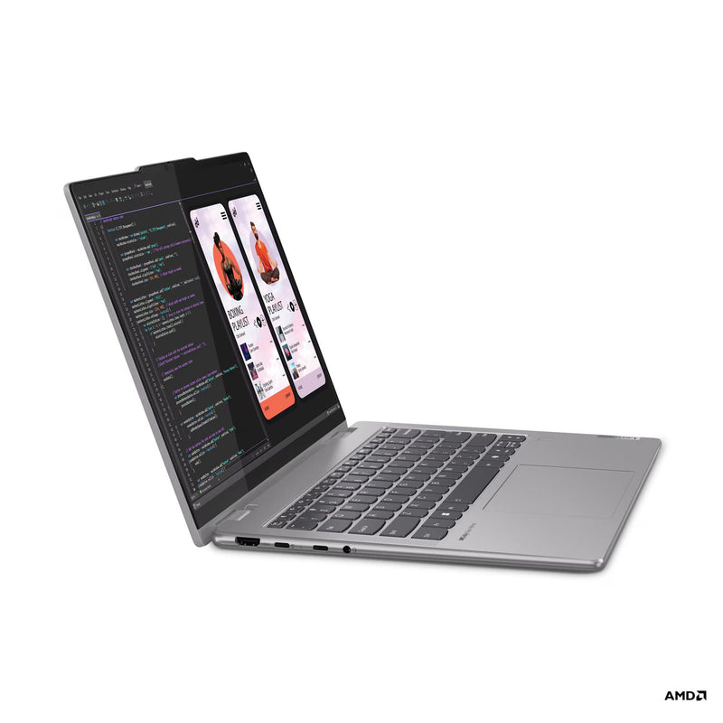 لابتوب لينوفو يوجا 7 2 في 1 14AHP9 بشاشة لمس OLED بدقة WUXGA مقاس 14 بوصة - معالج Ryzen 7 8840HS - ذاكرة وصول عشوائي (RAM) سعة 16 جيجابايت - قرص SSD سعة 1 تيرابايت - نظام تشغيل مشترك - نظام تشغيل ويندوز 11