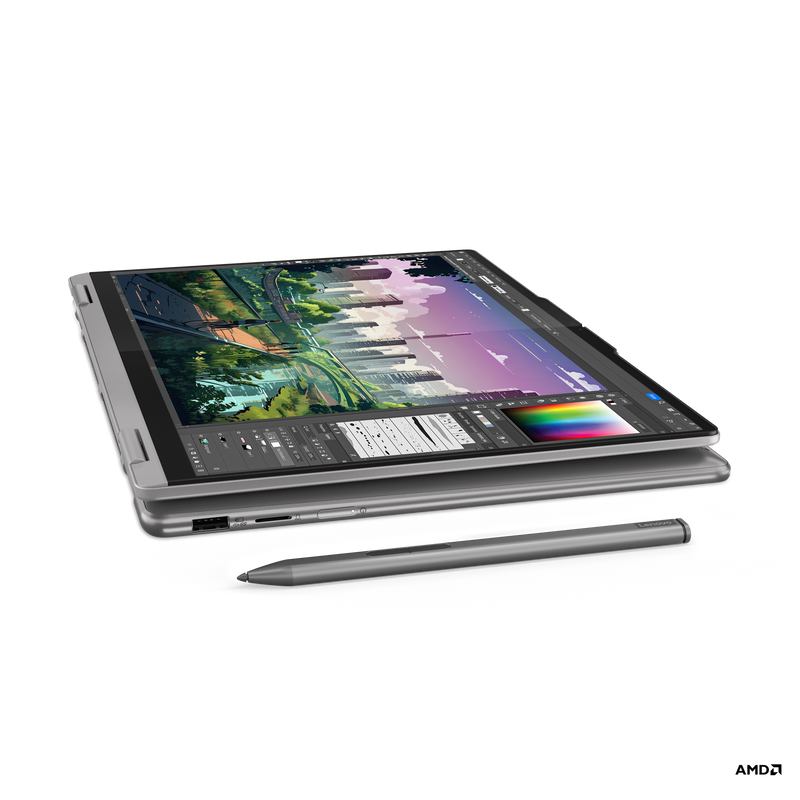 لابتوب لينوفو يوجا 7 2 في 1 14AHP9 بشاشة لمس OLED بدقة WUXGA مقاس 14 بوصة - معالج Ryzen 7 8840HS - ذاكرة وصول عشوائي (RAM) سعة 16 جيجابايت - قرص SSD سعة 1 تيرابايت - نظام تشغيل مشترك - نظام تشغيل ويندوز 11