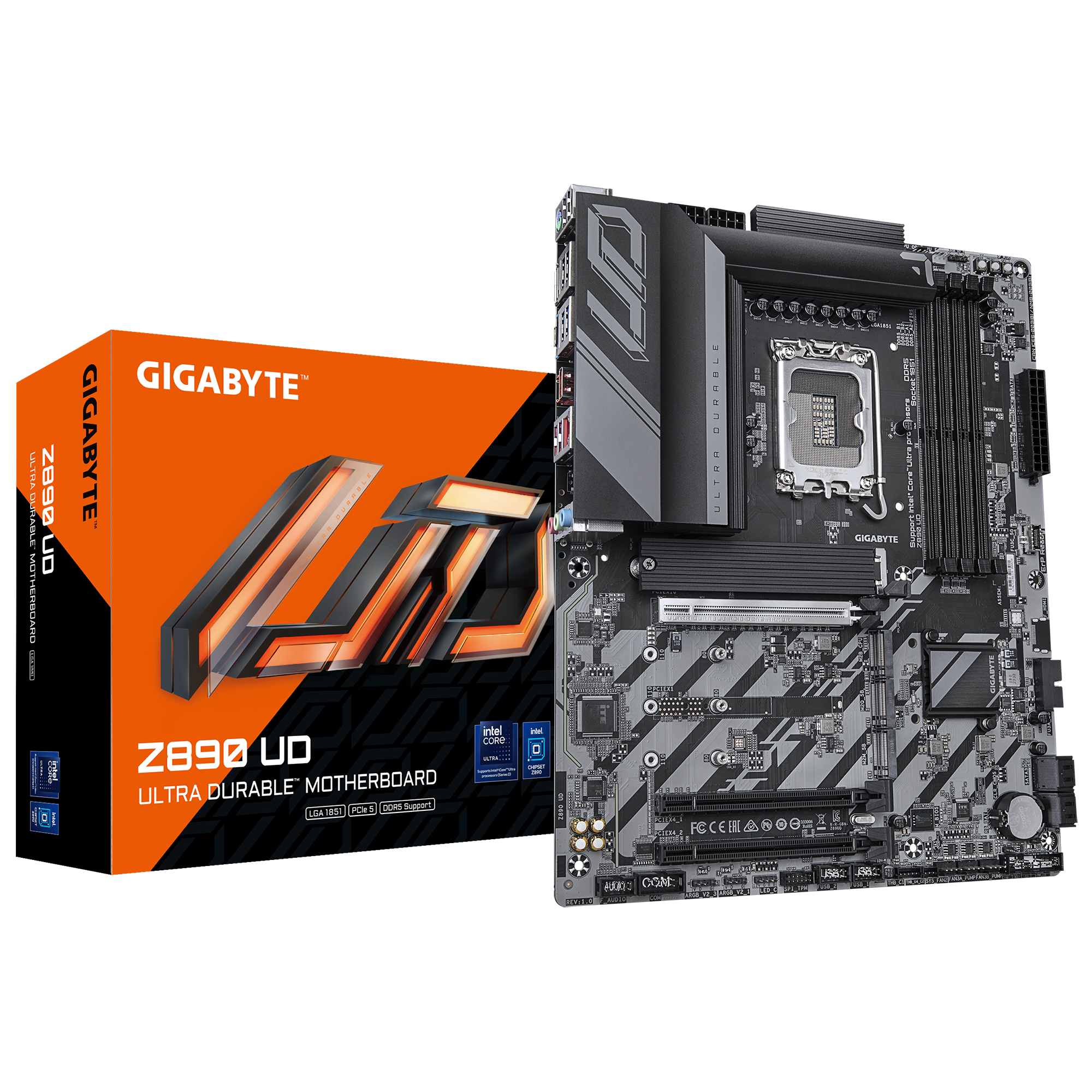 لوحة أم GIGABYTE Z890 UD ATX - تدعم Intel® Core™ Ultra (السلسلة 2)، وDDR5، وPCIe 5.0، وUSB4، وشبكة LAN بسرعة 2.5GbE