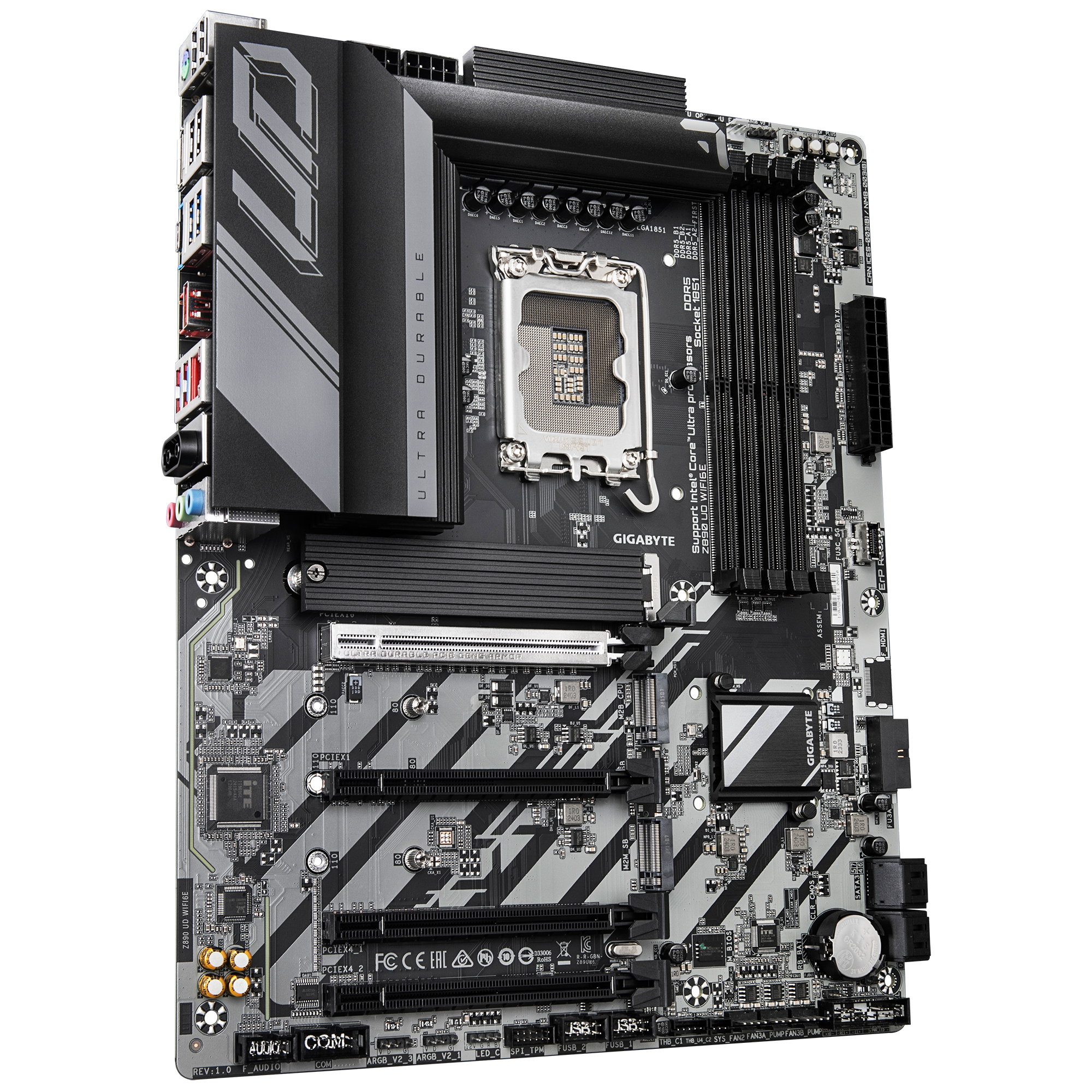 لوحة أم Gigabyte Z890 UD WIFI6E ATX - LGA 1851، DDR5 حتى 9066 MT/s (OC)، PCIe 5.0/M.2، USB4، Wi‑Fi 6E، شبكة LAN بسعة 2.5 جيجابايت