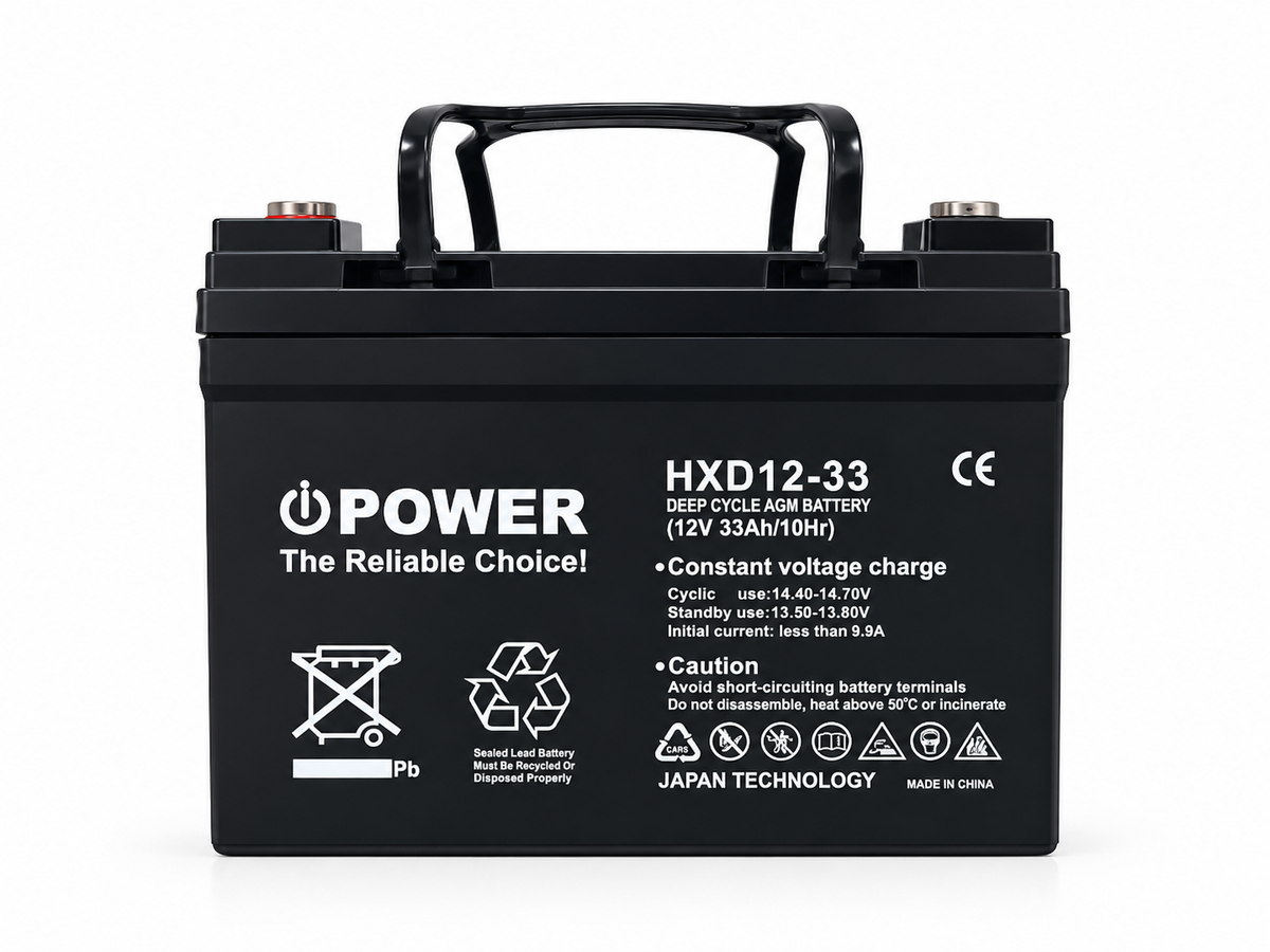 iPower AGM UPS Battery 12V 33Ah – Rechargeable Sealed Lead Acid Battery – 195 x 130 x 168mm – 10.2kg – Black – UPS Backup Power