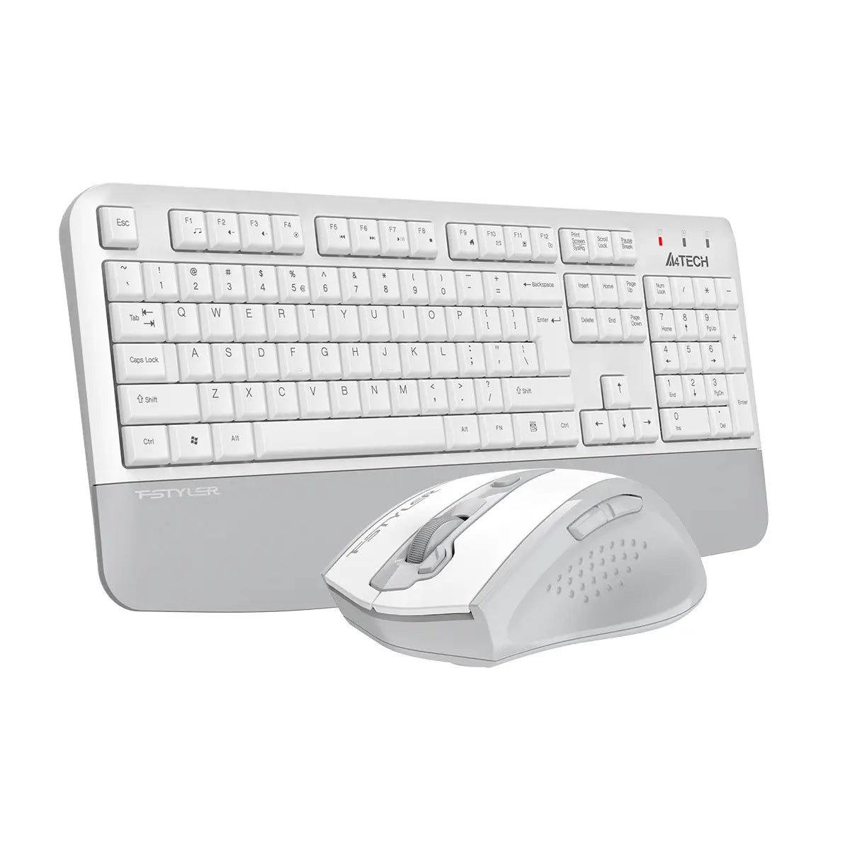 حزمة لوحة مفاتيح وماوس لاسلكيين A4TECH FG2500S Plus بتردد 2.4GHz، نطاق 10–15m، مفاتيح اختصار للوسائط المتعددة، لوحة مفاتيح مقاومة للرذاذ، ماوس بدقة 3200 DPI مع 5 مستويات