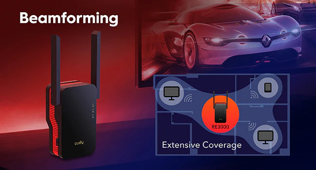 Cudy RE3000 1.0 AX3000 Wi‑Fi 6 Mesh Range Extender with Gigabit Ethernet, 50‑Device Support & WPA3
