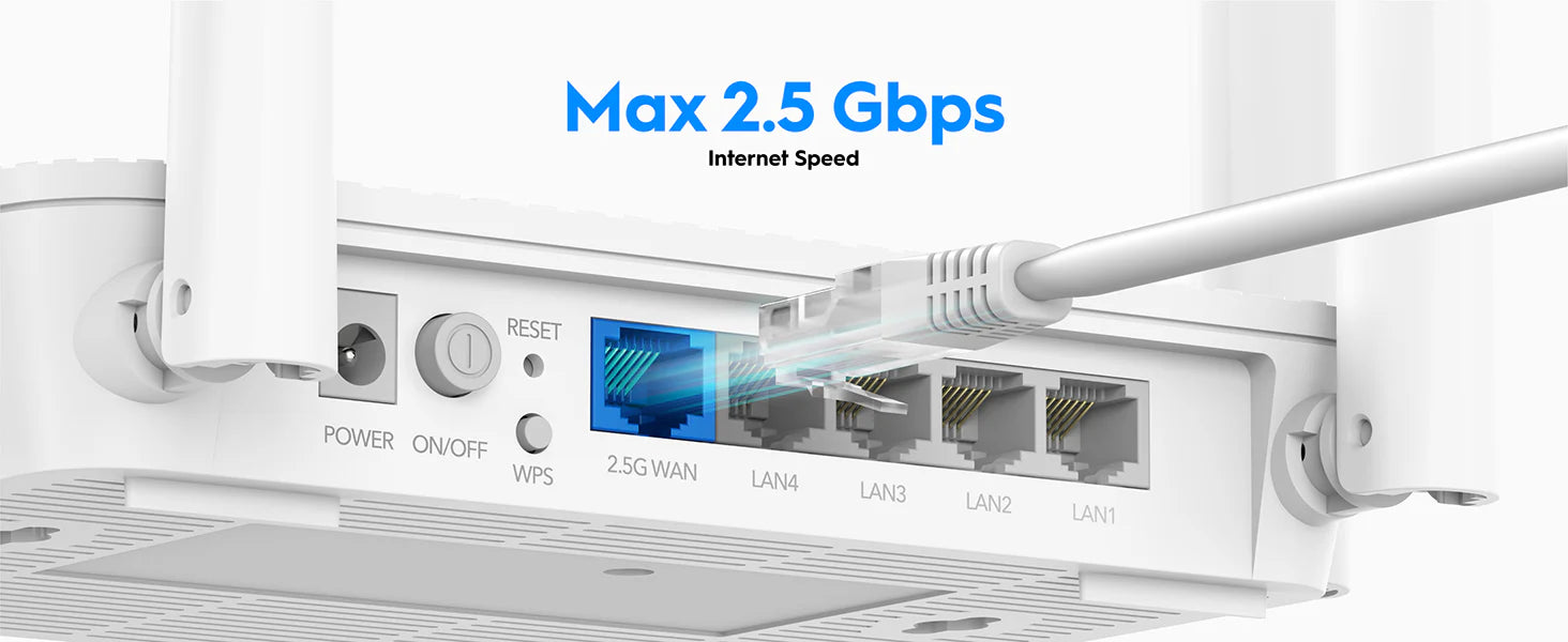 راوتر Cudy WR3000H 1.0 AX3000 Mesh Wi-Fi 6 - شبكة WAN 2.5 جيجابت إيثرنت، 4 جيجابت LAN، 5 تدفقات، 200 جهاز، تكوين الحزمة وشبكة VPN