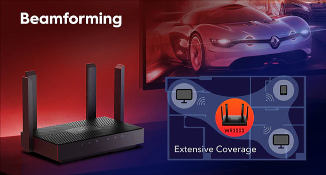 Cudy WR3000 1.0 AX3000 Mesh Wi‑Fi 6 Router – Dual‑Band 4‑Stream, 4× Gigabit Ports, VPN & 200‑Device Support