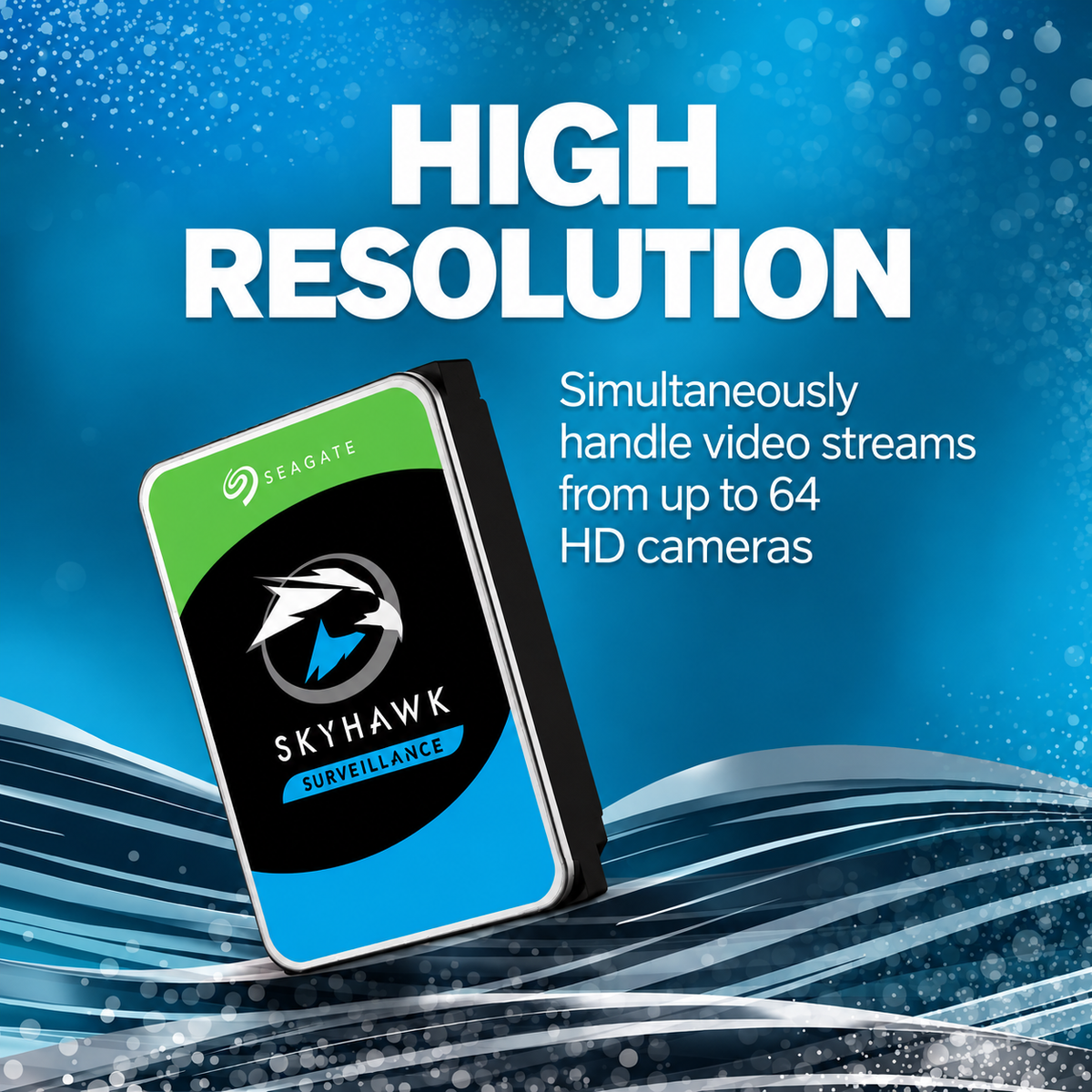 Seagate SkyHawk ST1000VX013 1TB Surveillance Hard Drive, 3.5" SATA 6Gb/s, 5400 RPM, 256MB Cache, CMR, Up to 180MB/s, Supports Up to 64 Cameras