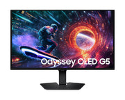 شاشة الألعاب Samsung Odyssey OLED G5 مقاس 27" – دقة QHD (2560×1440) بلوحة QD-OLED، معدل تحديث حتى 180 هرتز، زمن استجابة 0.03 مللي ثانية، دعم HDR10، متوافقة مع G-Sync وFreeSync