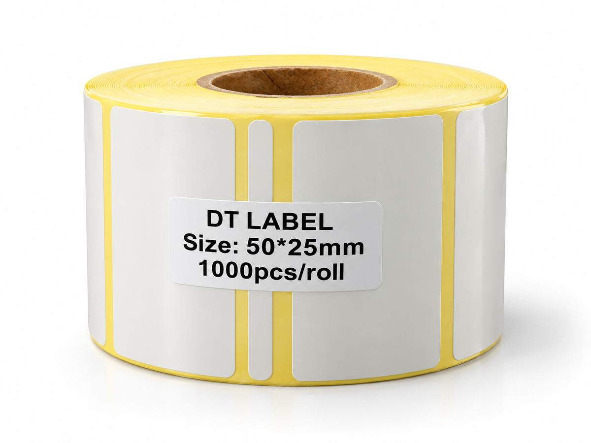 Direct Thermal Barcode Labels 50 × 25mm, 1000 Labels per Roll, Self-Adhesive Thermal Stickers for Retail, Shipping & Inventory