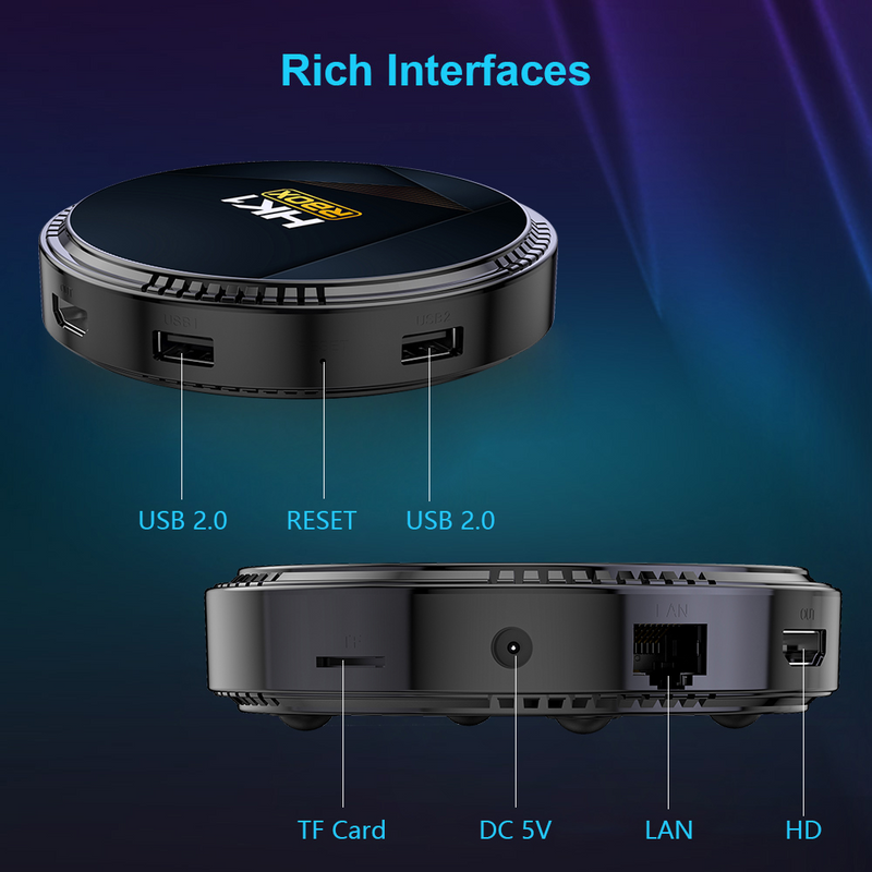 HK1 Pro Smart TV Box Android 10/12, 5G WiFi, Quad-Core, 4K Streaming, Dual USB, HDMI, Ethernet, SD Card Slot