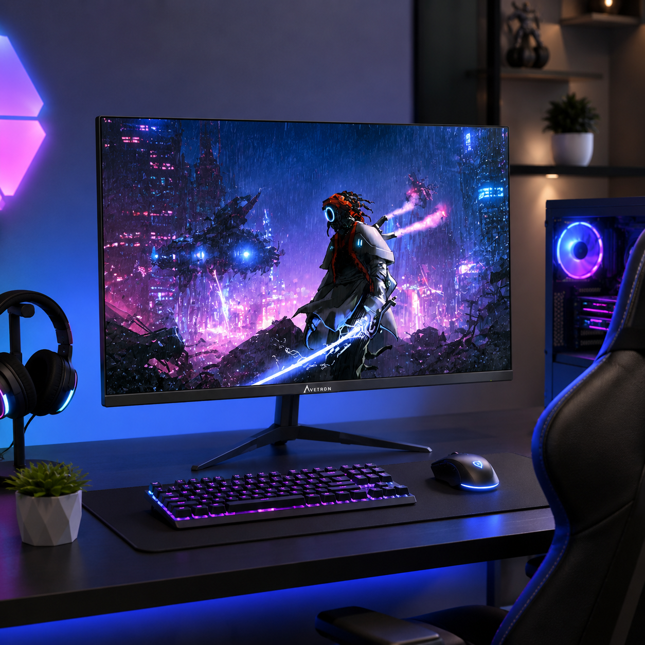 Avetron G2424Q 24" FHD Gaming Monitor, 1920×1080, 240Hz Refresh Rate, 1ms MPRT, IPS Panel, FreeSync & G-Sync Compatible, HDMI & DisplayPort, VESA Mount
