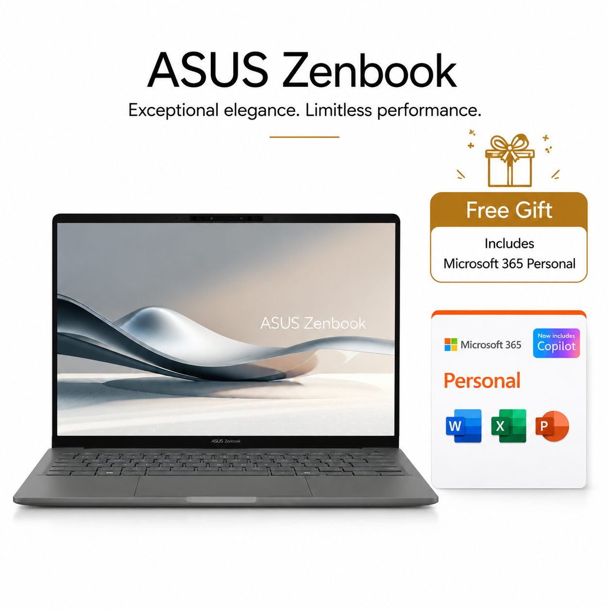 ASUS Zenbook A14  UX3407QA - 14" WUXGA OLED  - Snapdragon X X1 26 - 16GB RAM - 512GB SSD - Shared - WIN 11 PRO K (Microsoft Office 365 — One-Year Gift)