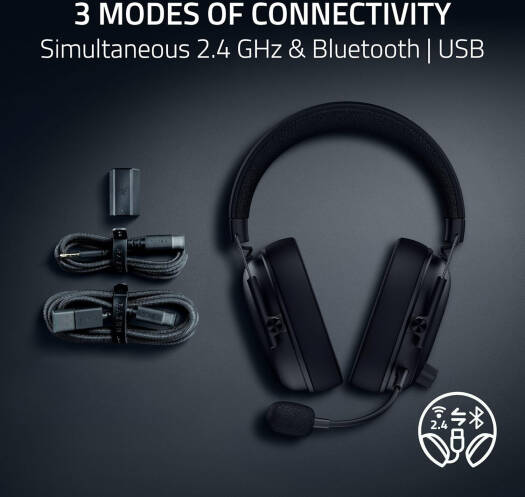سماعة رأس الألعاب اللاسلكية Razer BlackShark V3، مزودة بسماعات TriForce بحجم 50 مم، صوت مكاني THX، ميكروفون HyperClear، بطارية تدوم 70 ساعة، تصميم خفيف الوزن للألعاب الإلكترونية، متوافقة مع منصات متعددة (الكمبيوتر الشخصي/PS5/Xbox/الهاتف المحمول)