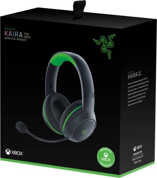 سماعة الألعاب اللاسلكية Razer Kaira لأجهزة Xbox Series X - ميكروفون قلبي فائق الوضوح قابل للانحناء، ومشغلات Triforce Titanium 50 مم، وأدوات تحكم في الصوت على سماعة الأذن، وXbox Wireless