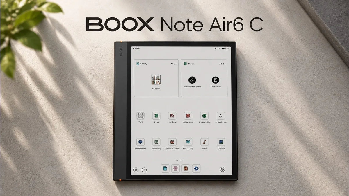 BOOX Note Air6 C 10.3" Color E-Ink Tablet, Kaleido 3 Display, 6GB RAM, 64GB Storage, Android 16, Wi-Fi, Bluetooth 6.0, microSD, Pen3 Included