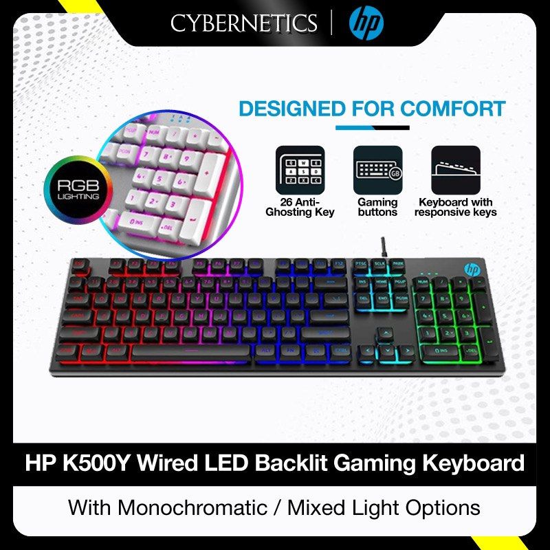لوحة مفاتيح USB للألعاب LED HP K500Y / EN