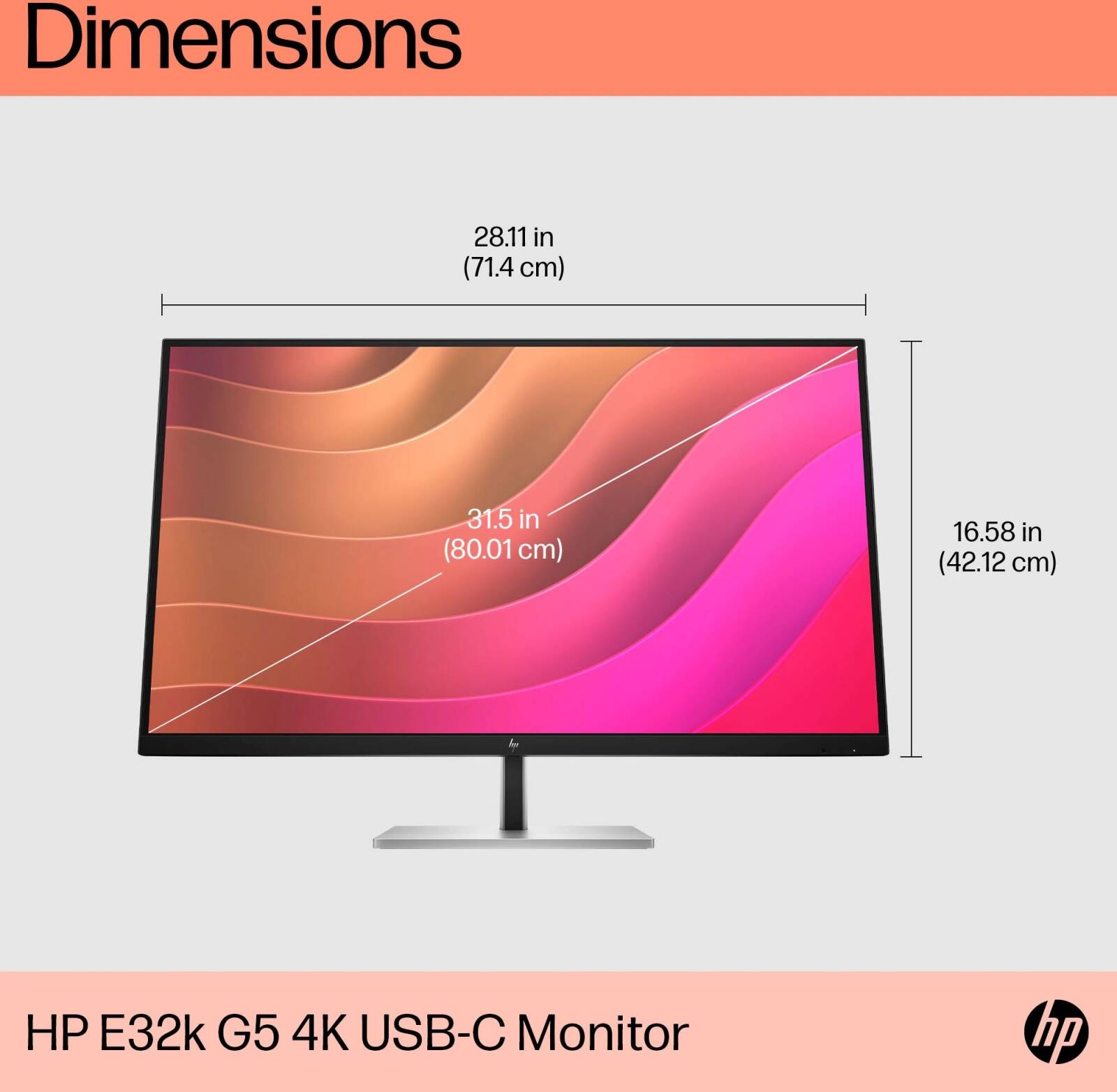 شاشة HP E32k G5 للأعمال مقاس 31.5 بوصة بدقة 4K ومنفذ USB-C - IPS، و99% من ألوان sRGB، و65 واط PD، ومنفذ RJ-45، وتصميم مريح رباعي الاتجاهات، ومعيار VESA 100
