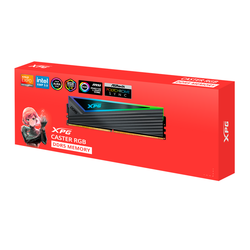 XPG CASTER RGB DDR5 DRAM Module - 32GB (1x32GB) - U-DIMM - 6400MT/s