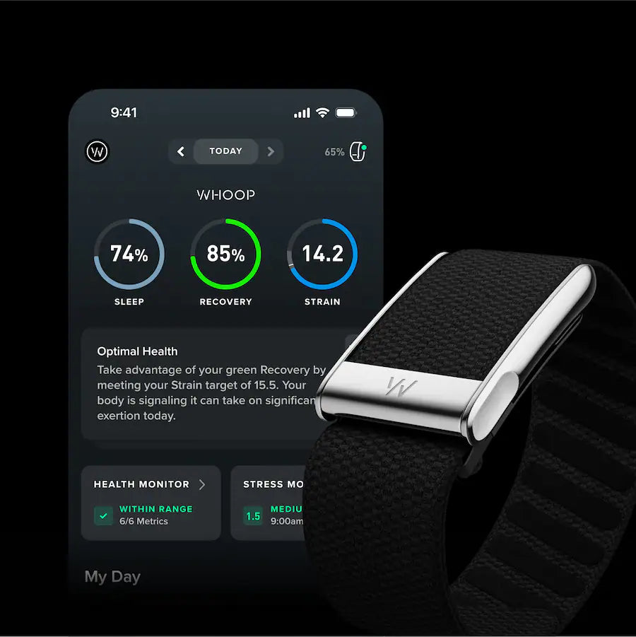 WHOOP MG Life Health & Fitness Tracker, 12-Month Membership, ECG & Blood Pressure Insights, Sleep, Stress & Recovery Tracking, 14+ Day Battery Life, Obsidian/Titanium