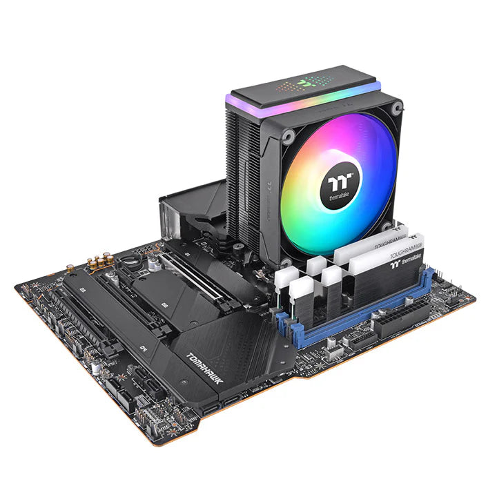 Thermaltake ASTRIA 200 ARGB CPU Cooler – Single-Tower, 210 W TDP, 4× 6 mm U-Heatpipes, 120 mm ARGB Fan (65 CFM, 500–1800 RPM), Meteor-Shower Lighting