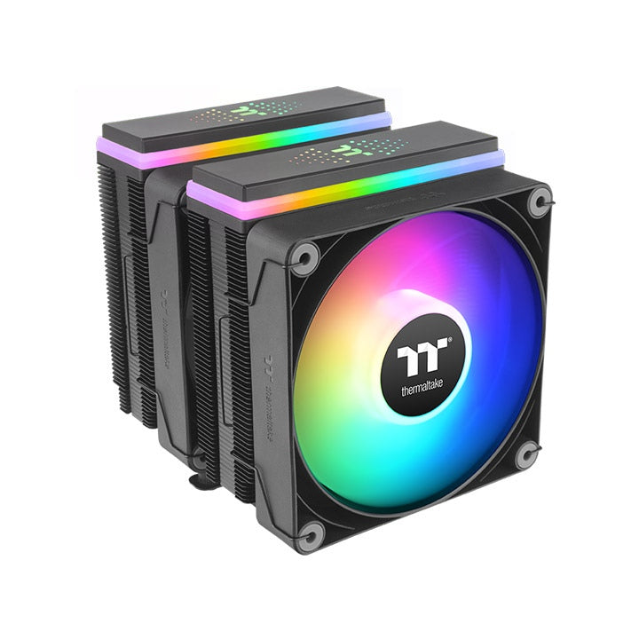 Thermaltake ASTRIA 600 ARGB CPU Cooler – Dual Tower, 265 W TDP, 6×Ø6 mm Heatpipes, 2×120 mm ARGB Fans (65 CFM, 500-1800 RPM), Meteor-Shower Lighting