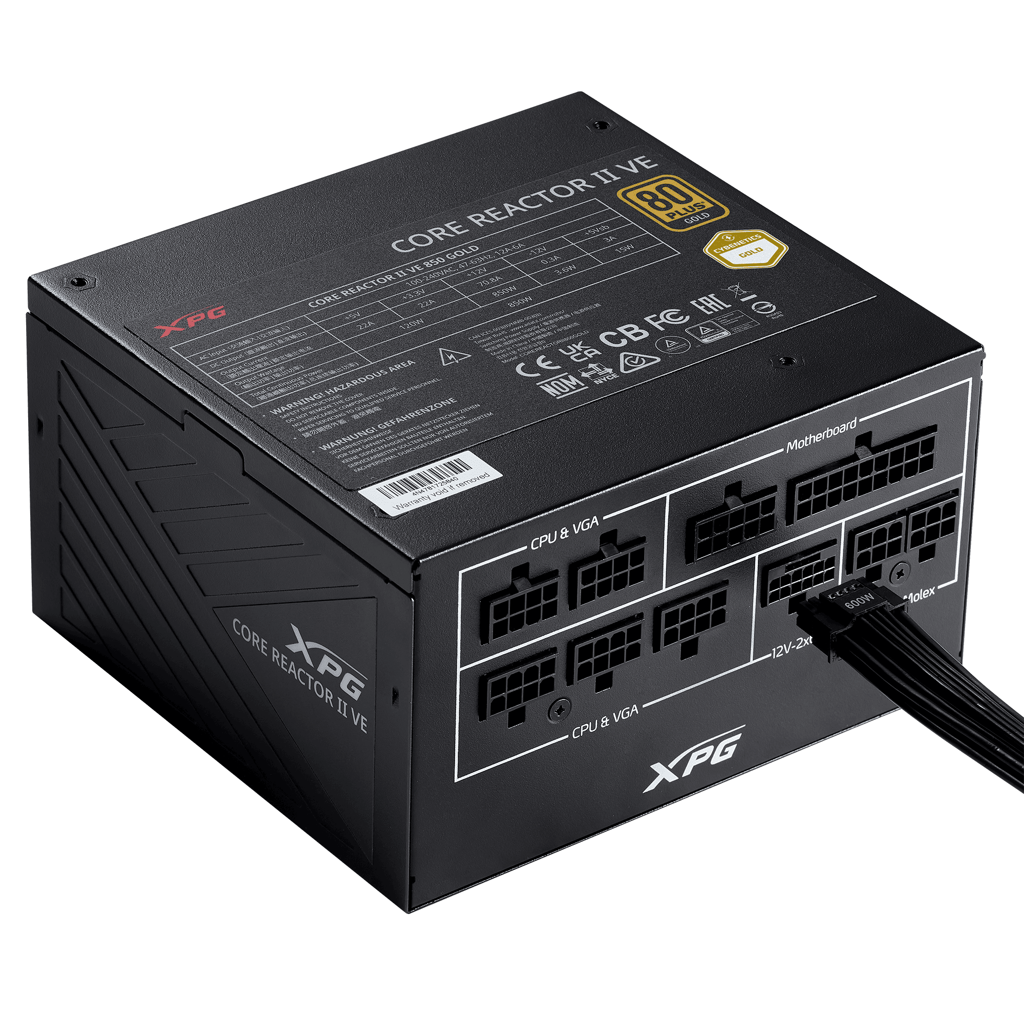 وحدة إمداد الطاقة XPG CORE REACTOR II VE 750W - 80 PLUS GOLD ATX 3.1، DC-to-DC، وحدات كاملة، موصل GPU 12V-2×6