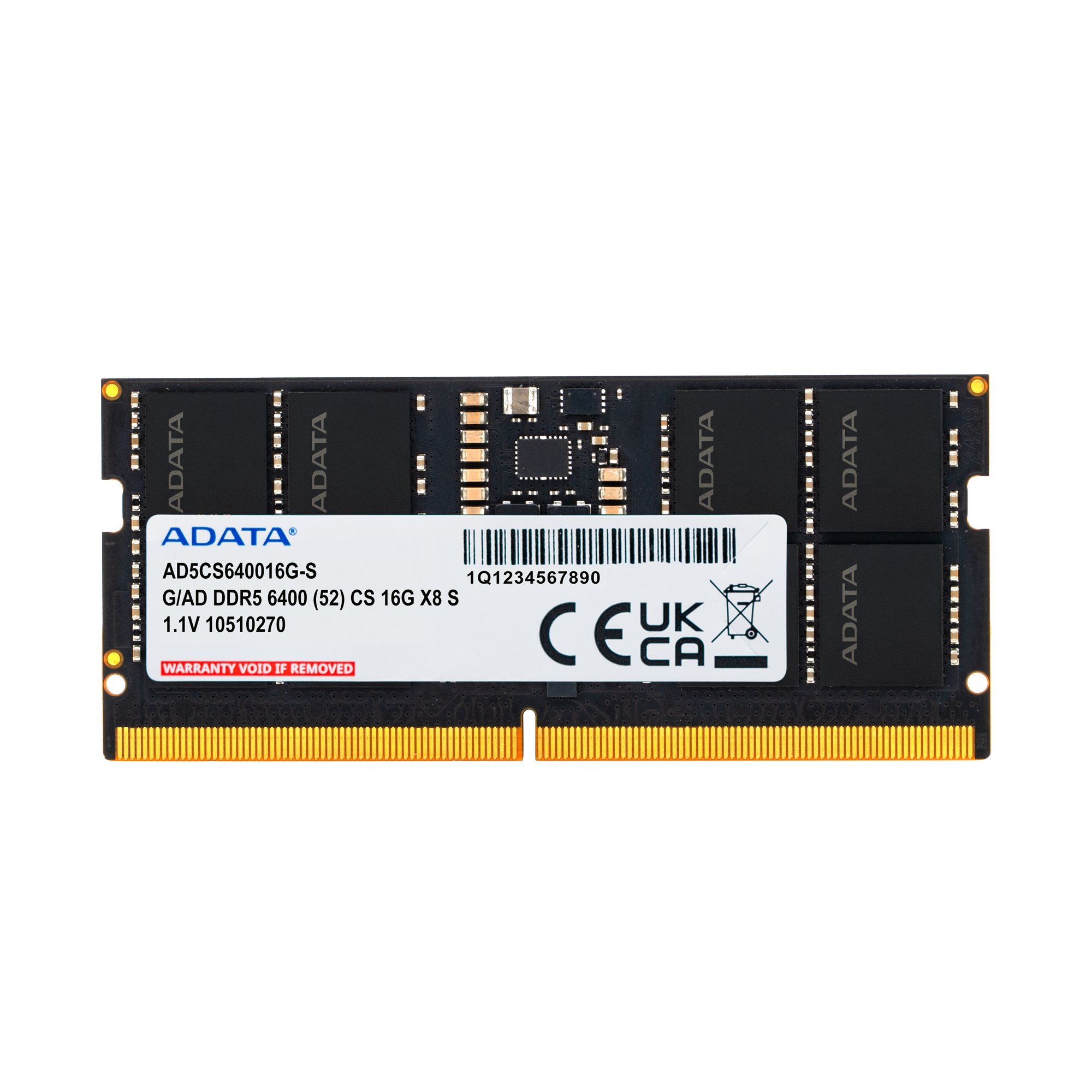 ADATA DDR5 SO-DIMM Memory Module – 6400 MT/s, 1.1 V, Built-In PMIC & On-Die ECC, 16GB Laptop RAM