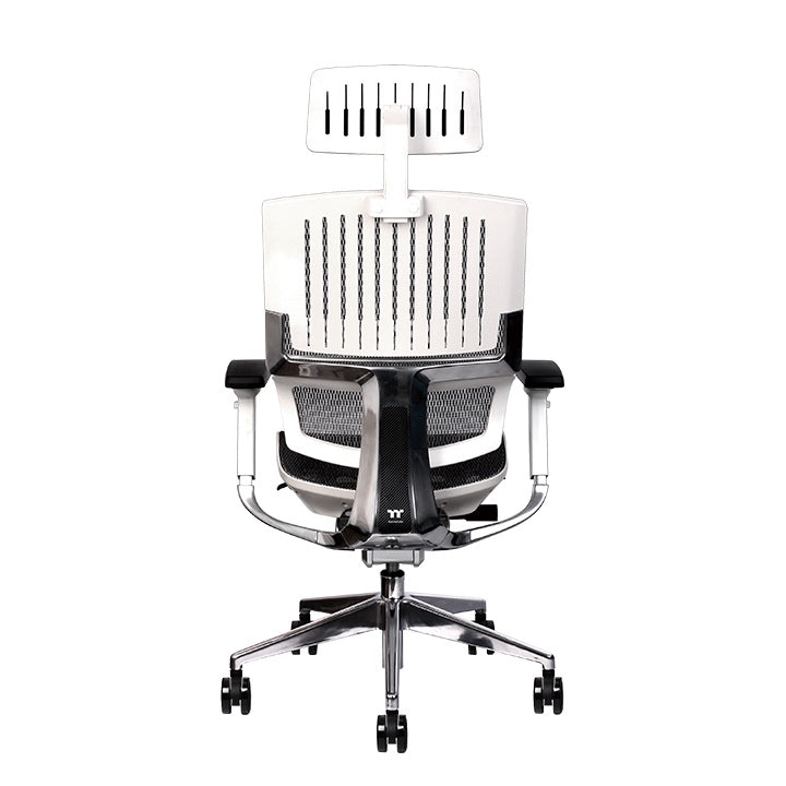 كرسي الألعاب Thermaltake CyberChair E500 المريح، مصنوع من هيكل من الألومنيوم ووسادة شبكية ومسند رأس/عمق مقعد/ارتفاع مقعد/مسند ذراع قابل للتعديل في 4 اتجاهات، باللون الأبيض 