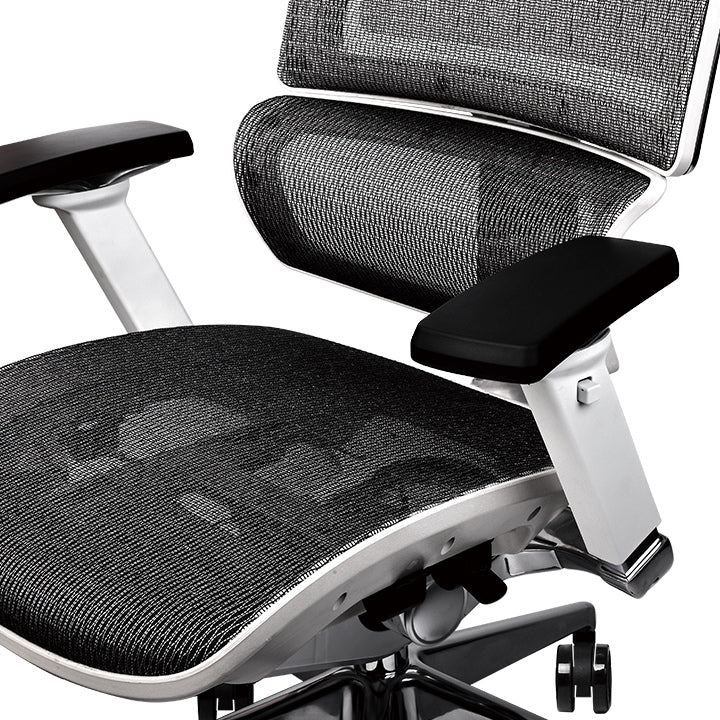 كرسي الألعاب Thermaltake CyberChair E500 المريح، مصنوع من هيكل من الألومنيوم ووسادة شبكية ومسند رأس/عمق مقعد/ارتفاع مقعد/مسند ذراع قابل للتعديل في 4 اتجاهات، باللون الأبيض 