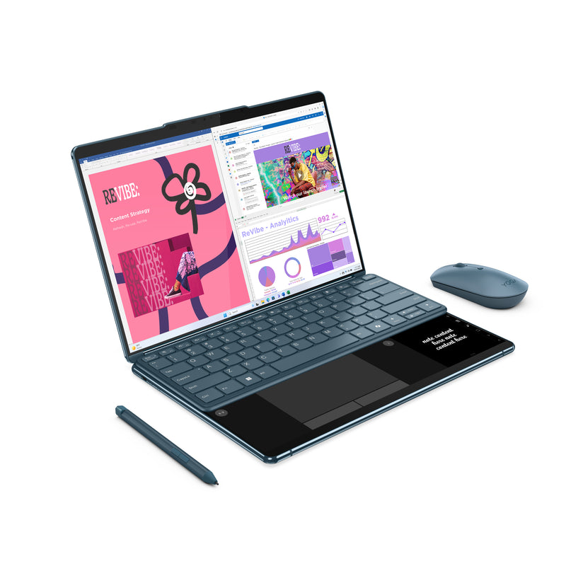 Lenovo Yoga Book 9 13IMU9 2x 13.3 بوصة 2.8K كمبيوتر محمول بشاشة لمس OLED - Core Ultra 7 155U - ذاكرة الوصول العشوائي 16 جيجابايت - 1 تيرابايت SSD - مشترك - ويندوز 11 (Tidal Teal)