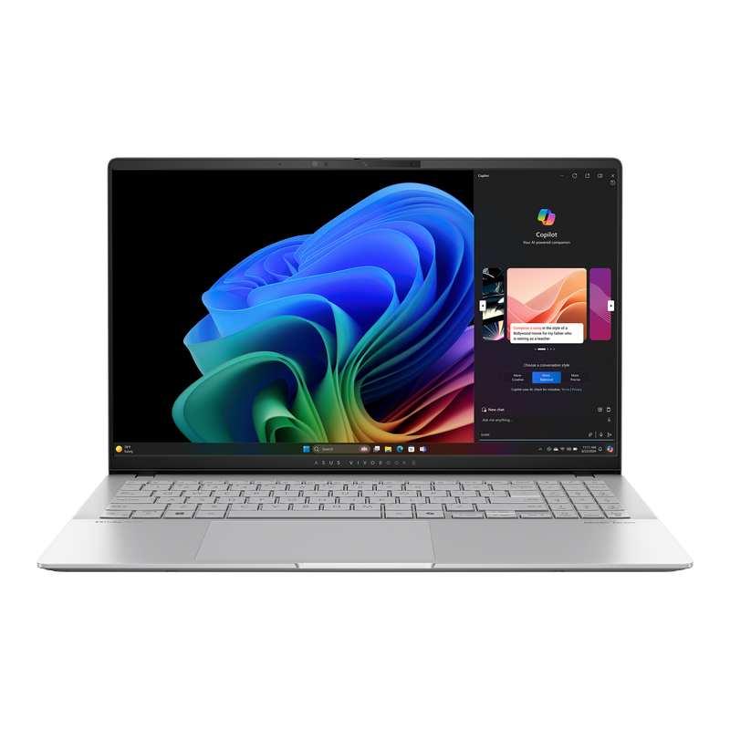 ASUS Vivobook S 15 S5507 Copilot 15.6 بوصة 3K OLED لاب توب Snapdragon X Elite X1E 78 100 - ذاكرة الوصول العشوائي 32 جيجابايت - 1 تيرابايت SSD - مشترك - WIN 11 (فضي رائع)