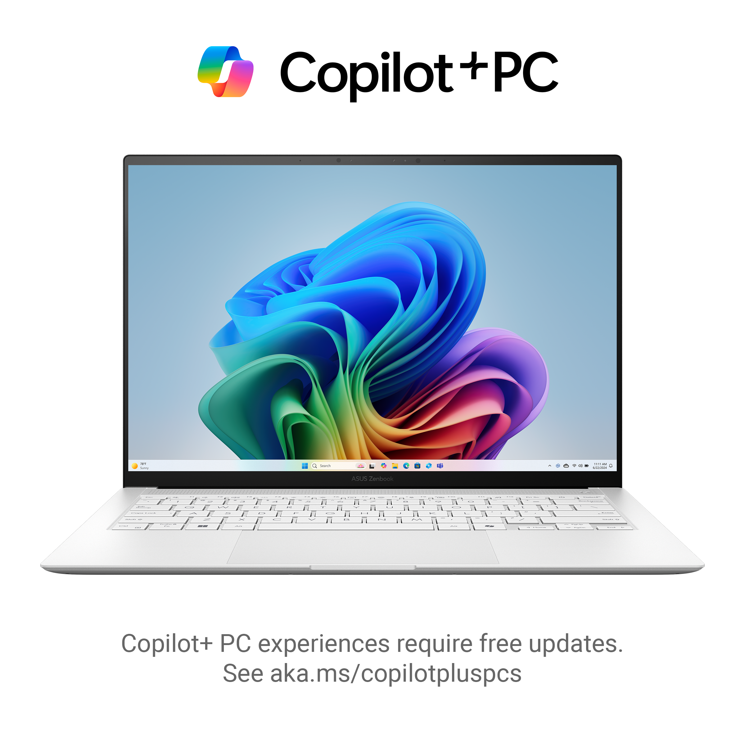 ASUS Zenbook S 14 UX5406SA-PZ067W Touch Screen Laptop 14" 3K OLED - Core Ultra 7 256V - 16GB RAM - 1TB SSD - Shared - WIN 11 (Scandinavian White)
