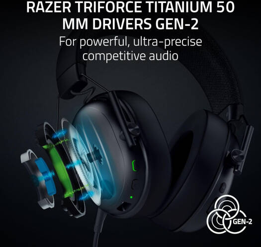 سماعة رأس الألعاب اللاسلكية Razer BlackShark V3، مزودة بسماعات TriForce بحجم 50 مم، صوت مكاني THX، ميكروفون HyperClear، بطارية تدوم 70 ساعة، تصميم خفيف الوزن للألعاب الإلكترونية، متوافقة مع منصات متعددة (الكمبيوتر الشخصي/PS5/Xbox/الهاتف المحمول)