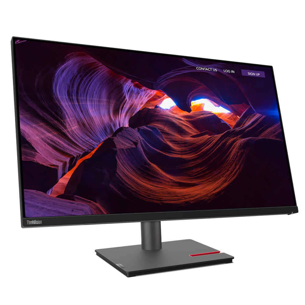 شاشة لينوفو ثينك فيجن P32p‑30 - شاشة IPS فائقة الوضوح مقاس 31.5 بوصة، بدقة 3840×2160 بكسل بتردد 60 هرتز، ومنفذ USB-C/Thunderbolt 4، وتقنية PD بقوة 100 وات، وألوان sRGB بنسبة 100%، ومعايرة من المصنع، وKVM