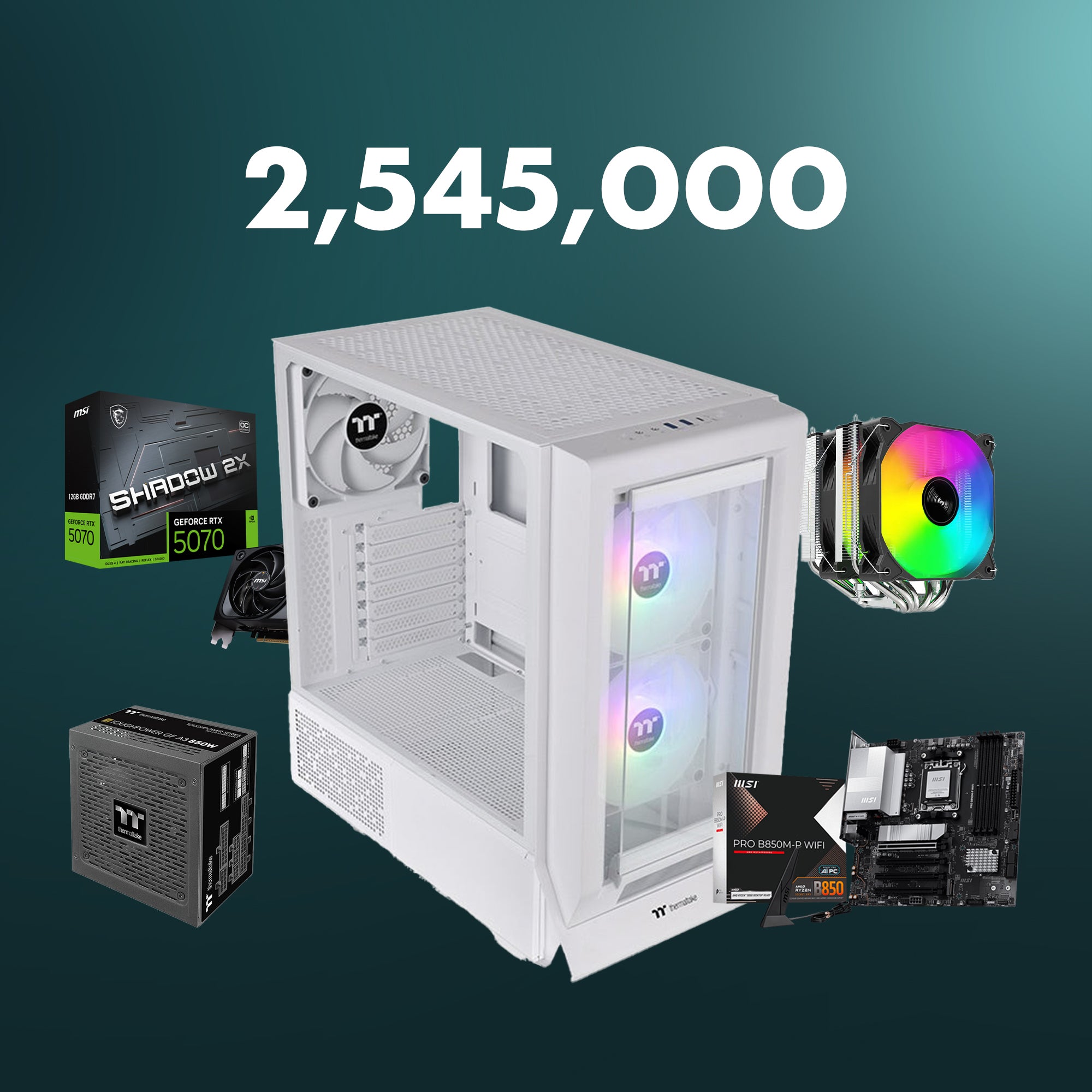 Gaming PC AMD Ryzen 7 8700F with RTX 5070 12GB - 16GB DDR5 6000MHz RGB - 1TB NVMe SSD - 850W Gold PSU - Windows 11 Pro - White Gaming Case
