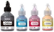 أحبار Brother أصلية طقم 4 ألوان BTD60BK وBT5000C وBT5000M وBT5000Y لطابعات DCP‑T310 وT510W وT710W وMFC‑T810W وMFC‑T910W