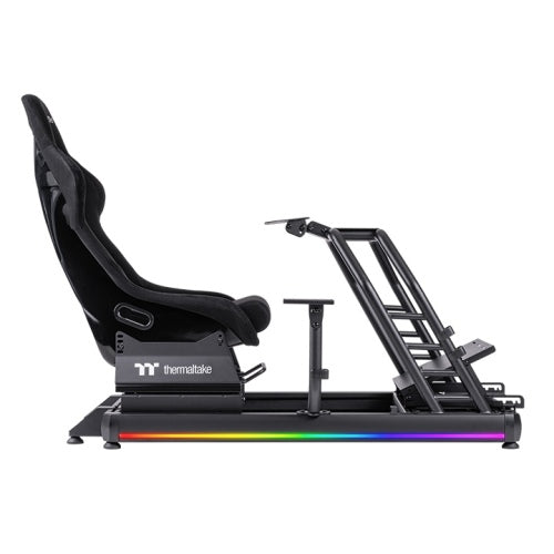 Thermaltake GR500 Racing Simulator Cockpit – Aluminum & Steel Frame, Fiberglass Bucket Seat, Adjustable Wheel & Pedal Mount, RGB Lighting