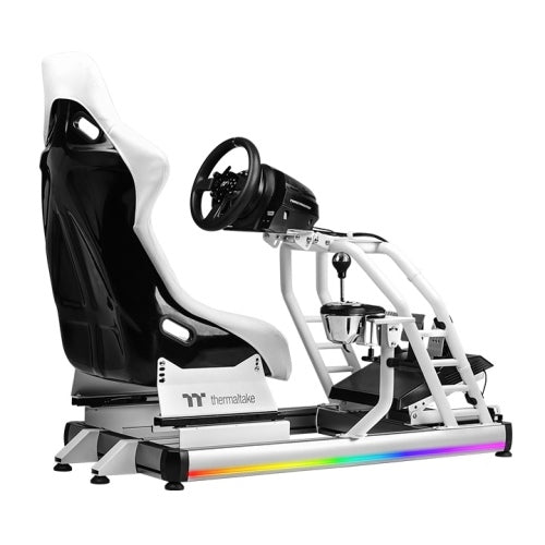 Thermaltake GR500 Racing Simulator Cockpit – Aluminum & Steel Frame, Fiberglass Bucket Seat, Adjustable Wheel & Pedal Mount, RGB Lighting
