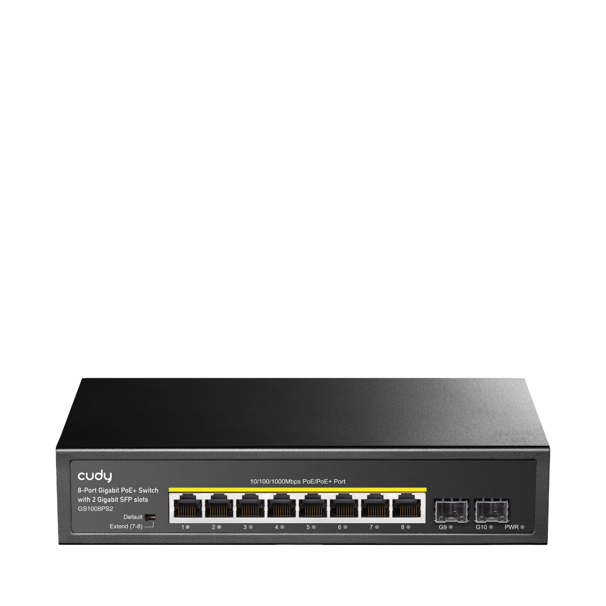 Cudy GS1008PS2‑1.0 8‑Port Gigabit PoE+ Switch with 2 Gigabit SFP Slots, 120 W Budget, Desktop/Rack-Mount