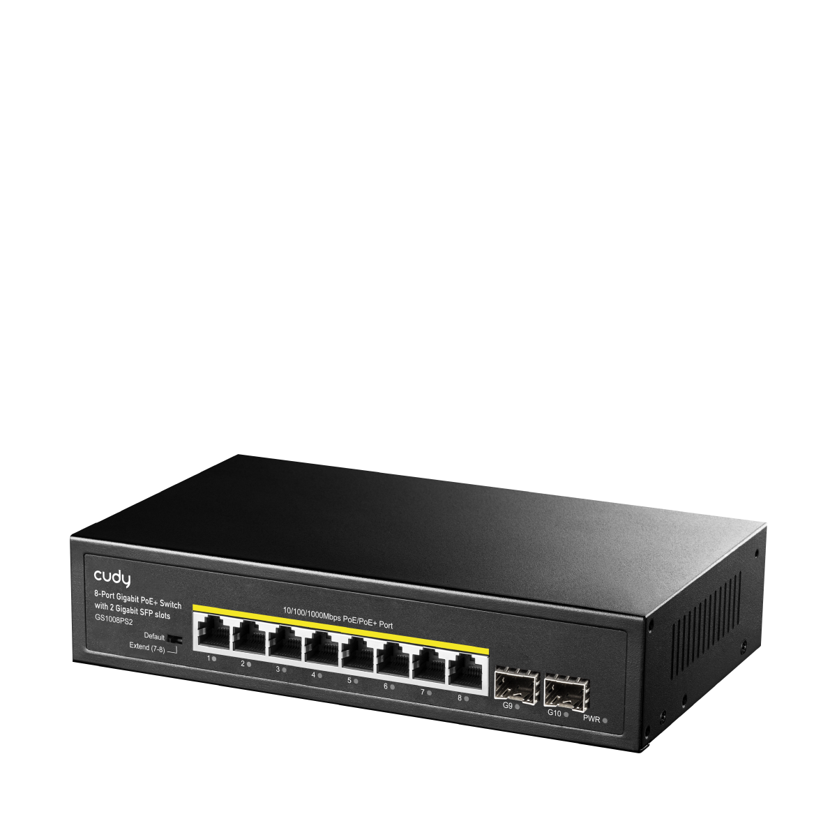 Cudy GS1008PS2‑1.0 8‑Port Gigabit PoE+ Switch with 2 Gigabit SFP Slots, 120 W Budget, Desktop/Rack-Mount