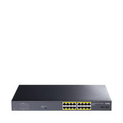 مفتاح Cudy GS1020PS2 2.0 Gigabit PoE+ مزود بـ 16 منفذًا مع 2 Gigabit SFP، وميزانية 200 وات، وأوضاع VLAN/Extend، ورف/سطح مكتب