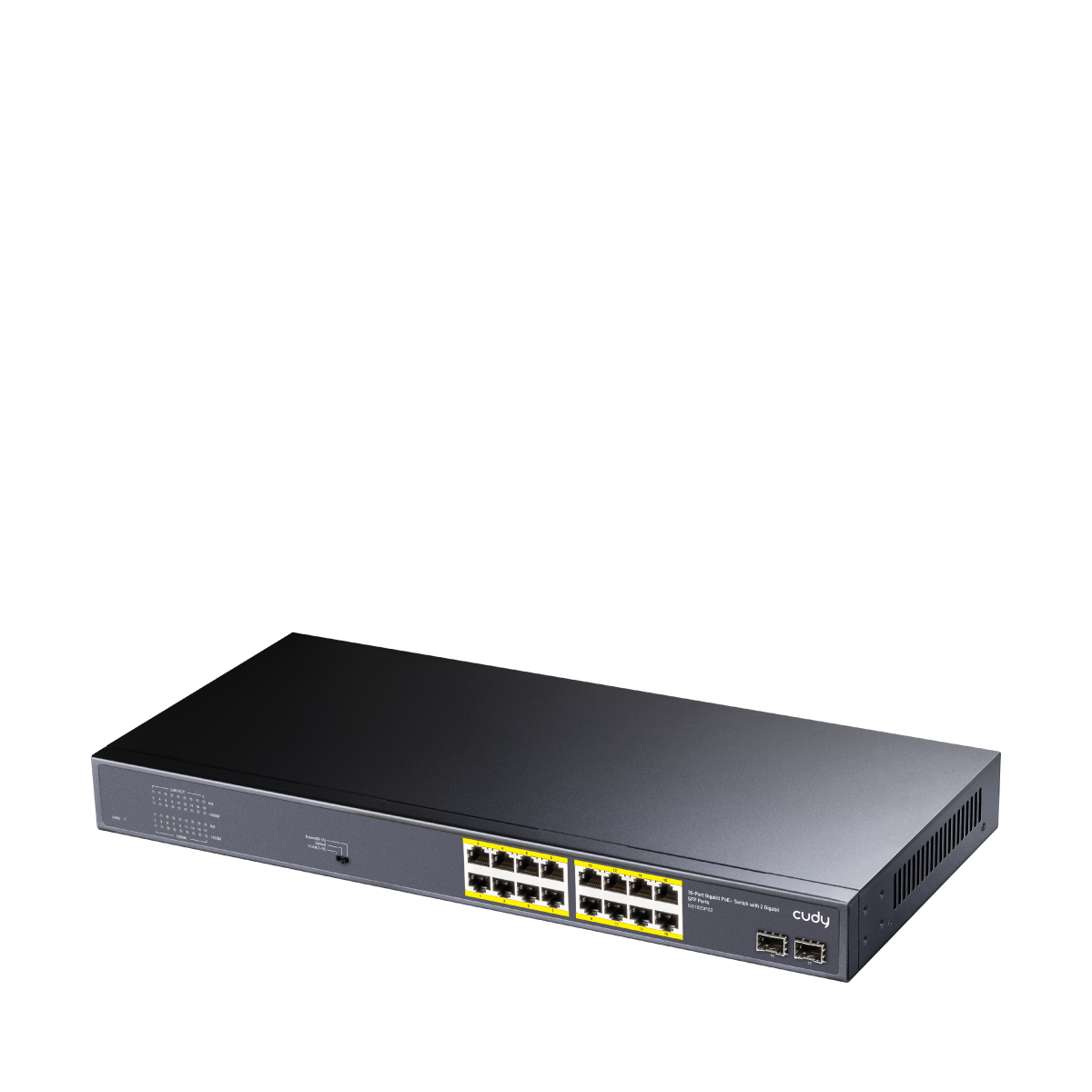 Cudy GS1020PS2 2.0 16‑Port Gigabit PoE+ Switch with 2 Gigabit SFP, 200 W Budget, VLAN/Extend Modes, Rack/Desktop
