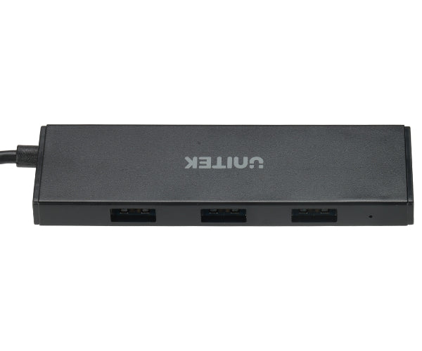 موزع USB 3.0 من UNITEK – موزع متعدد المنافذ USB-A بأربعة منافذ مع مدخل طاقة USB-C، مؤشر LED، تصميم مدمج، دعم شحن 5 فولت/2 أمبير