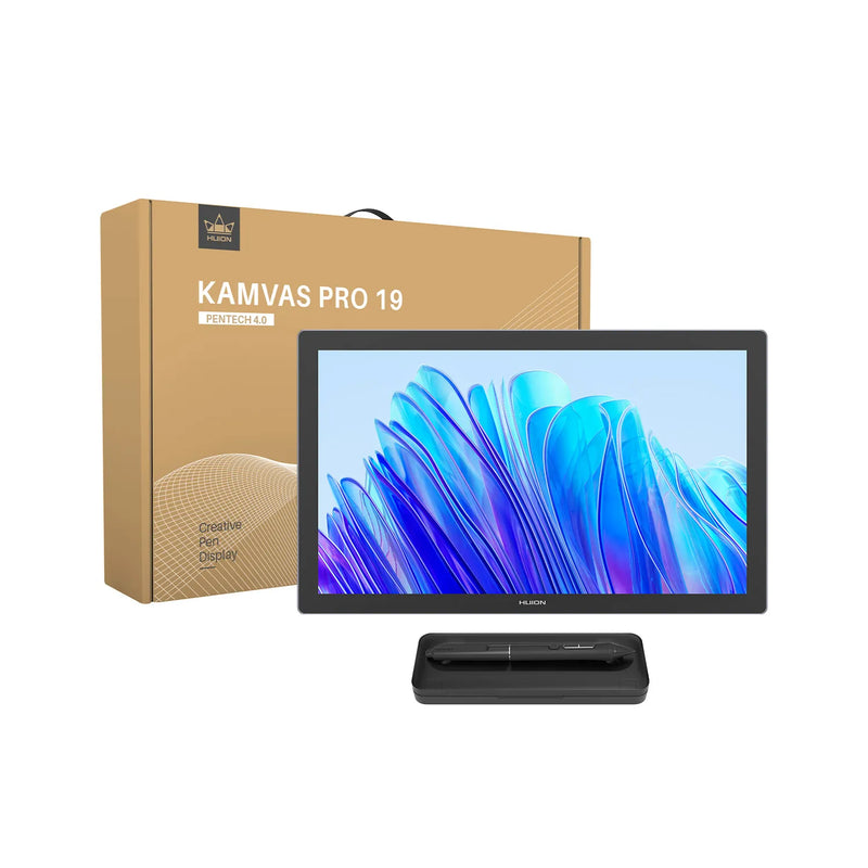 تابلت رسم HUION KAMVAS Pro 19 4K UHD مع شاشة تعمل باللمس، شاشة رسم Adobe RGB بنسبة 96% مع 1.07 مليار لون، PenTech 4.0 Stylus PW600، ضغط القلم 16384، قلم نحيف، Keydial Mini، 18.4 بوصة